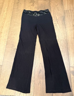 JENNIFER LOPEZ WOMENS MED JOGGER TYPE PANT BLACK SEQUIN WAIST 32" INSEAM - Image 1 of 3
