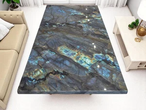 Labradorite Stone Dining Table, Gemstone Countertop, Luxury Modern Eat-in Table - Picture 1 of 16
