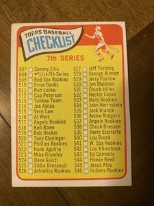 1965 topps baseball. 7th Series Unmarked Checklist. Card #508 EX - Picture 1 of 3