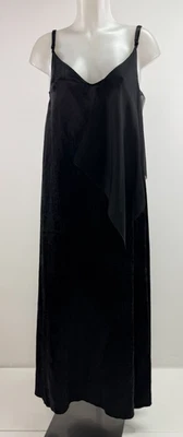 Yang Li Italy Black Silk Cotton Raw Edge Maxi Slip Dress Gown Sz M - Image 1 of 4