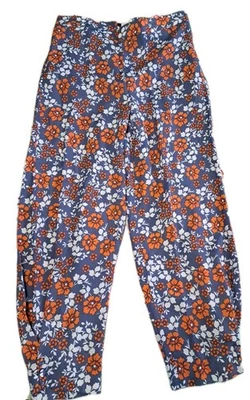 Pantalones para mujer Etcetera con estampado floral naranja y azul botones en puño talla 8 Foto 1 de 4