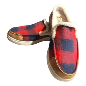 Skechers BOBS Womens Memory Foam Slip-On Shoes Red Plaid Faux Fur Lined Size 9.5 - Picture 1 of 6
