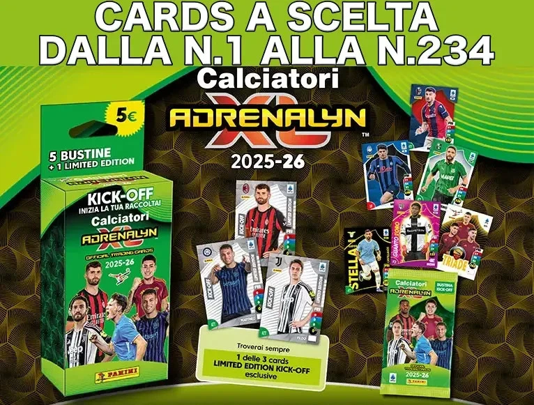 PANINI CALCIATORI ADRENALYN XL 2025 2026 25 26 CARDS A SCELTA N.1 - N.234 - Immagine 1 di 1