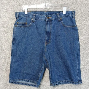 Full Blue Denim Shorts Mens 35 Blue Jean Relaxed Fit Classic 5 Pocket Casual - Picture 1 of 9