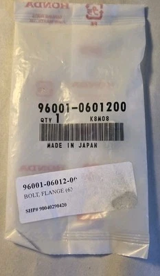 Honda OEM Bolt Flange 6x12mm 96001-0601200 Motorcycle ATV New - Image 1 of 2