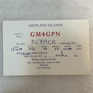 QSL Short Wave Ham Radio Card GM4GPN William Michael Sinclair Shetland Island GB - Picture 1 of 3