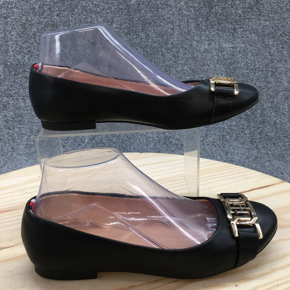 Tommy Hilfiger Shoes Womens 7 M Gallyne Flats Black Faux Leather Casual Low Top - Image 1 of 4