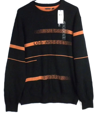 Suéter Pullover GUESS Los Angeles Para Mujer Negro y Marte Logo Rayas Talla XL Foto 1 de 4