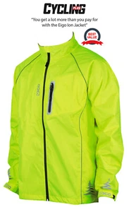 NEW EIGO MENS WATERPROOF WINDPROOF BREATHABLE HI-VIS YELLOW CYCLING CYCLE JACKET - Picture 1 of 3