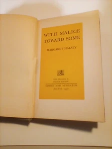 With Malice Towards Some By Margret Halsey 1938 - Bild 1 von 2