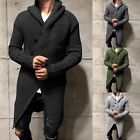 Warm and Trendy Men's Long Sleeve Knitted Hooded Sweater Outwear Trench Coat