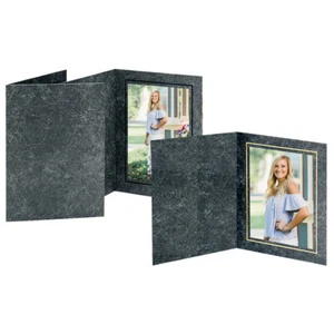 4X6 GRADUATION PHOTO FOLDER FRAME (4X6" 50 PACK) - AVANTI BLACK /GOLD Cardstock - Picture 1 of 3