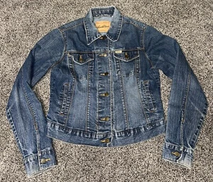 Vintage Levi’s Jacket Girls M (10 /12) Blue Denim Trucker Embroidered - Picture 1 of 15