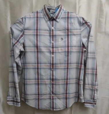 Camisa Penguin by Munsingwear Heritage Calce Ajustado Abotonada Talla M Rosa Azul Púrpura Foto 1 de 4