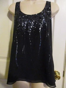 SZ M Eileen Fisher Sheer Silk Georgette Sequin Tank Top Double Lined NWT - Picture 1 of 3