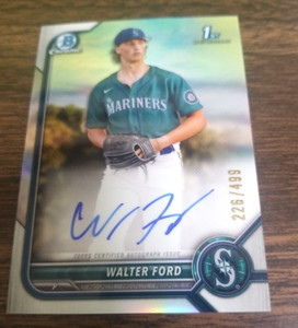 WALTER FORD 2022 BOWMAN DRAFT CARD CDA-WFD MARINERS (FIRST ROOKIE AUTOGRAPH)/499
