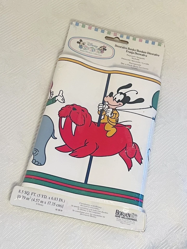 2 Vtg Disney Babies Self Stick Border Removable Wallpaper Mickey Minnie Nursery