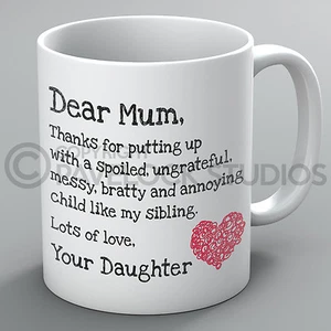Taza Dear Mum Love Your Daughter tazas mamá día de la madre mamá su regalo de cumpleaños - Imagen 1 de 1