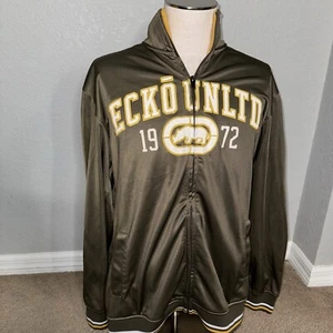 Vintage Ecko Unltd Track Jacket Mens Large Brown Beige Full Zip Hip Hop Y2K - Picture 1 of 8