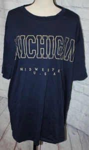 Women's Navy Blue Short Sleeve "Michigan" Tee T Shirt Sz 0XL *NEW* - Picture 1 of 3