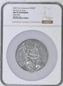 Nymphs and Satyr Celestial Beauty 5 oz Silver Coin Cameroon 2023 MS70 NGC/#3 - Picture 1 of 10