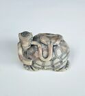 Chinese Vintage Hand Carved Stone Figurine Turtle with flower Chinoiserie Decor
