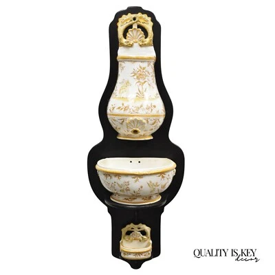 Винтажная настенная раковина для умывальника из итальянского фарфора French Country Lavabo - Изображение 1 из 4