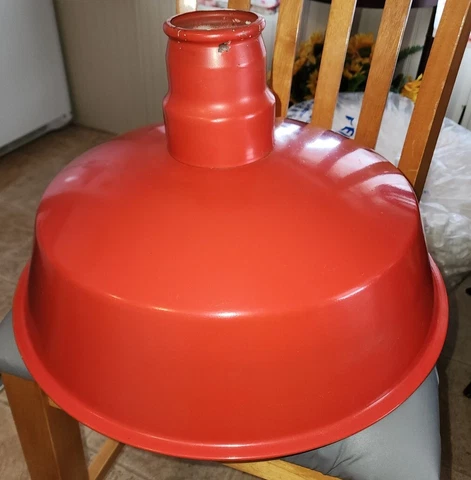 VINTAGE STEBER 18.5” INDUSTRIAL RED HANGING LAMP SHADE AND SOCKET #C308 Cover