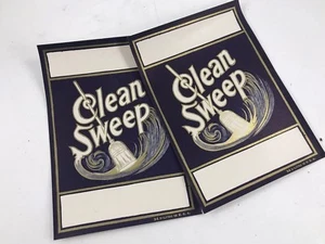 2 Vintage Unused Paper CLEAN SWEEP Broom Advertising Labels - Picture 1 of 4