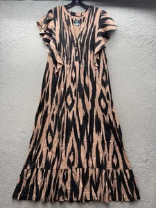 Anthropologie Maeve The Cassandra Maxi Dress Beige Flutter Ruffle Sleeve Size 1X - Picture 1 of 11