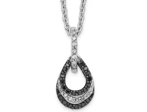 Collar colgante de diamantes blancos y negros de 1/4 quilate (ctw) en ley - Imagen 1 de 3