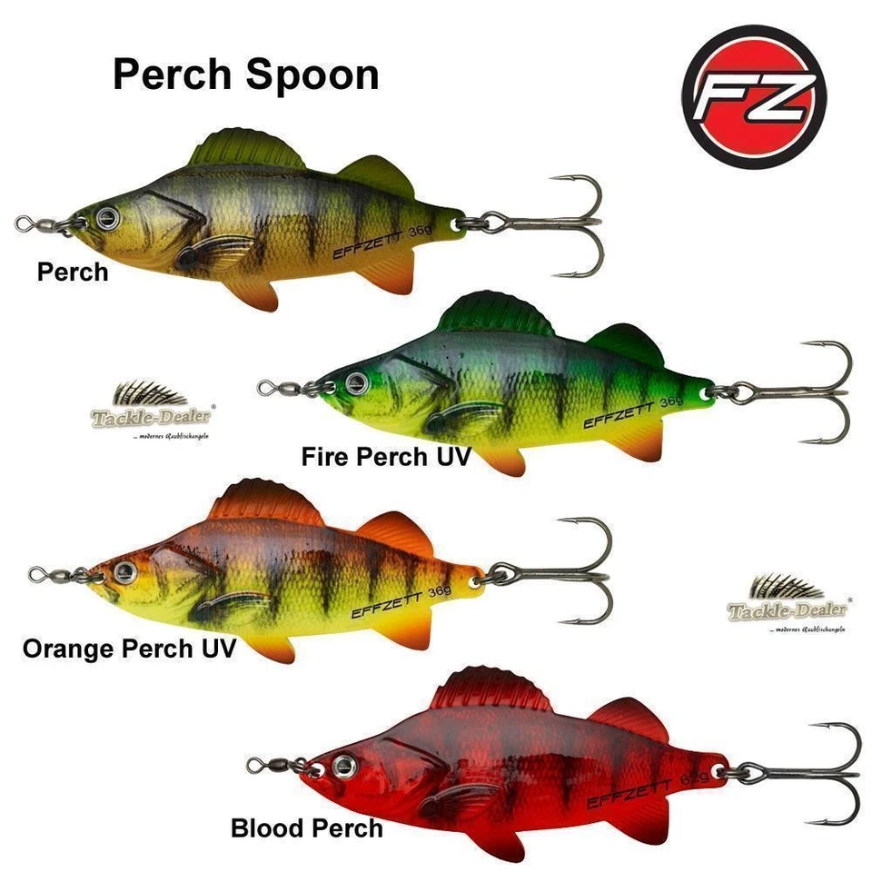 Effzett Perch Spoon Blinker 9cm 11cm 36g 62g Hechtköder Barschköder Waller Wels - Bild 1 von 1