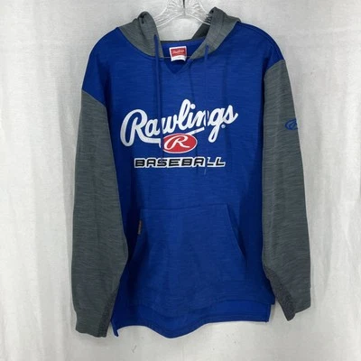 Rawlings Béisbol Cosido Logo Raglán Sudadera con Capucha Pullover Sudadera Pequeña Azul Gris Foto 1 de 4