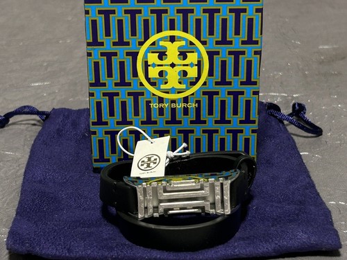 Tory Burch Fitbit Flex Bracciale In pelle Doppio Involucro Tono Argento