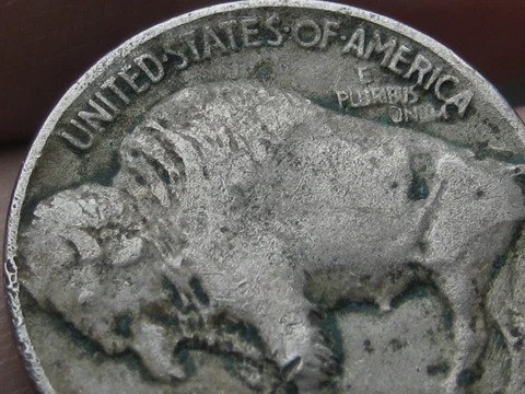 1916 D Buffalo Nickel 5 Cent Piece- Fine/VF Details, Partial Horn Cover