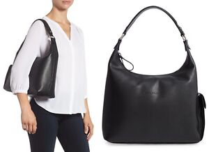 Longchamp Le Foulonné LE FOULONNE Leather Hobo Shoulder Bag Handbag Purse Black