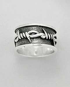 Herren massiv Sterlingsilber Knoten/Dornen/Draht 10 mm breit Zigarren Band Ring Größe 14 - Bild 1 von 2