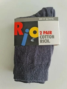 Rio Kids Children 2 Pack Cotton Rich Socks size 5 8 Colour Dark Grey - Picture 1 of 2