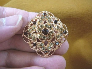 bb601-29) Vanille Strass Kristall verziert filigran Blume goldfarben Brosche Anstecknadel - Bild 1 von 2