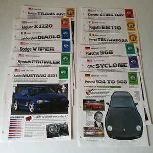 International Masters Hot Cars Spec Sheets Inserts Corvette Bugatti EB110 XJ220 - Picture 1 of 6