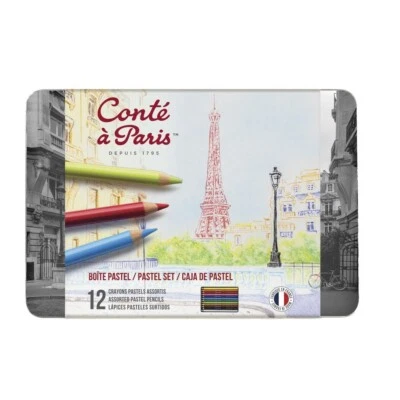 Juego de 12 lápices pastel surtidos de lata Conte a Paris Foto 1 de 4