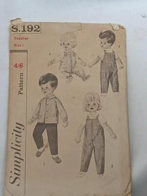 Vintage Sewing Pattern Simplicity 5013 -Dungarees & Shirt 1960's Toddler Sz 1 - Image 1 of 2