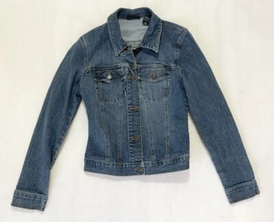 Chaqueta vaquera azul denim New York & Company talla 2 con bolsillos con cuello abotonado Foto 1 de 4