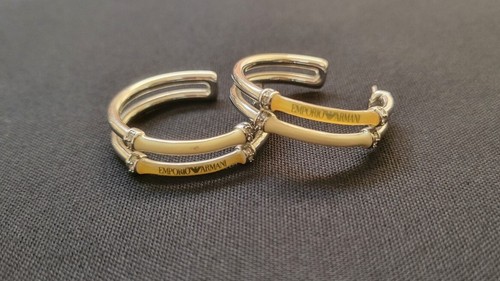 Emporio Armani Crystal Enamel Drop Hoop Earrings