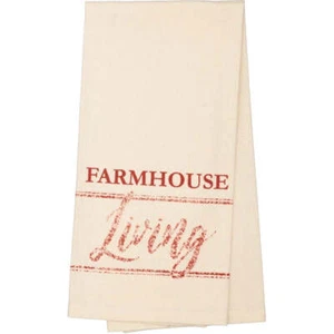 Sawyer Mill - Toalla de té natural de muselina sin blanquear roja Farmhouse Living - Imagen 1 de 2