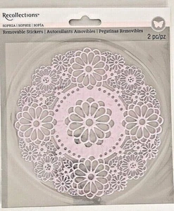 Recollections Sophia Collection LAVENDER 6" Doilies Removable Stickers -  2 pcs - Picture 1 of 2