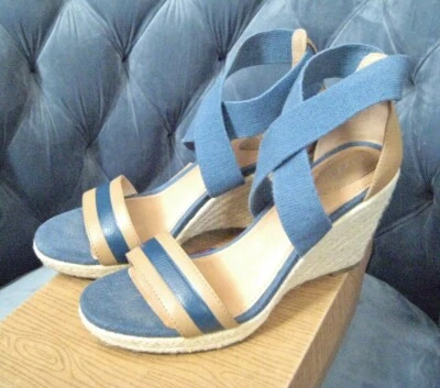 Сандалии Fossil на танкетке туфли Abagale кожи синий размер 9, новый с коробкой - Изображение 1 из 4