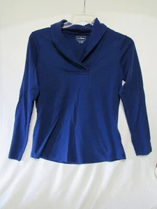 LL Bean Shirt Damen Größe S Reg Pullover Wasserfallausschnitt Langarm Oberteil BLAU - Bild 1 von 5