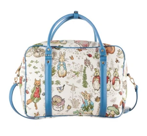 Signare Peter Rabbit Tapestry Cabin Bag Shoulder Grab Cream Blue Plane Holiday - Picture 1 of 19
