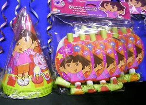 8 Dora The Explorer Party Hats 8 Dora The Explorer Blowouts Star Catcher - Picture 1 of 3